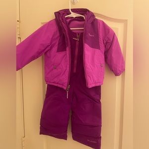Columbia toddler snow bib and reversible jacket